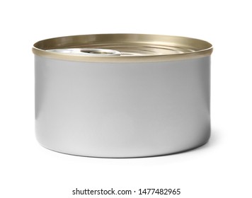 Closed Tin Can Isolated On White, Mockup For Design