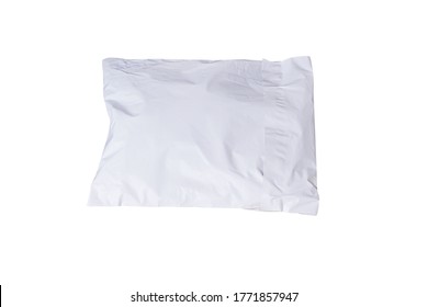 Closed White Bag Delivery Shipping Online Ordering Isolated On  Background , Clipping Path