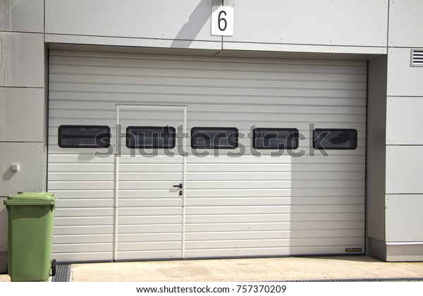 Closed White Metal Gates Garage Warehouse Stock Photo Edit Now