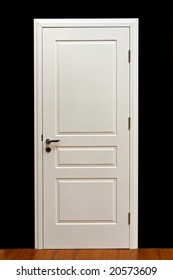 Closed White Paint Door In Home Interior