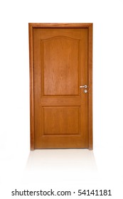 Closed Wood Door Isolated