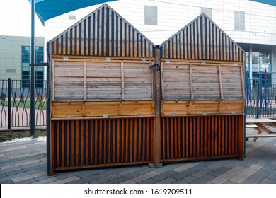 Closed Wooden Concession Stand, Russia.