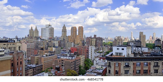 Closely packed buildings and City Skyline of Upper West Side of Manhattan, New York City - Shutterstock ID 468541778