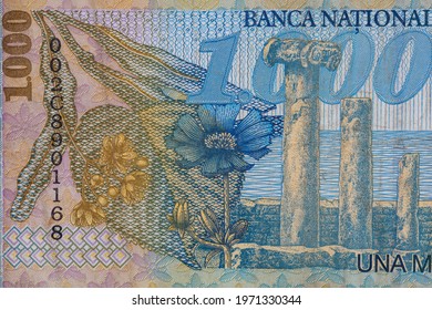 Closeup Of 1000 Romanian Lei Banknote, 1996 Series - Paper, For Design Purpose