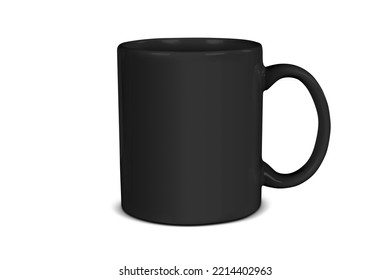 Closeup Of An 11 Oz Black Coffee Mug Isolated On A White Background.