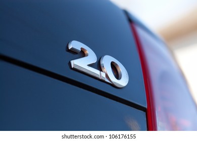 Close-up 2.0 chome car chome logo (Rear badge) - Powered by Shutterstock