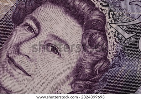 Closeup of 20 Pound sterling banknote for design purpose