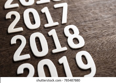 Closeup 2018 wood numbers for year planning concept