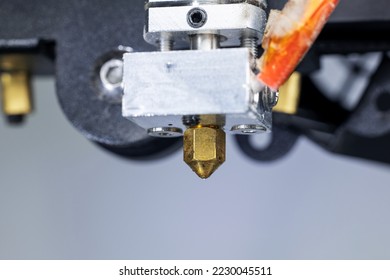 Close-up of a 3D printer printhead, hotend and extruder from a 3D printer - Powered by Shutterstock