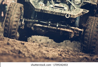 Close-up Of 4x4 Sport Utility Vehicle On Muddy Terrain