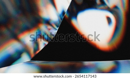 Close-up abstract of refracted rainbow light with soft blur and noise. Chromatic spectrum forming arcs and distortions in a surreal artistic digital texture.