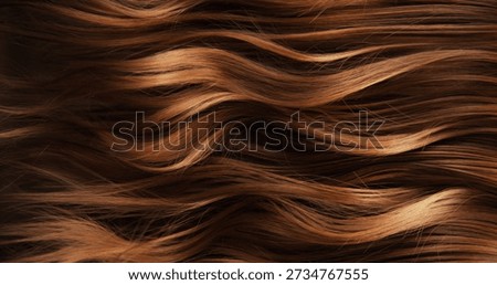 Close-up abstract texture of flowing brown hair forming elegant natural waves and curves. Organic motion, soft light and rich tones create a cinematic beauty background or luxury visual element.