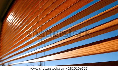 A close-up, abstract view of parallel orange stripes against a blue background, creating a dynamic visual texture.
