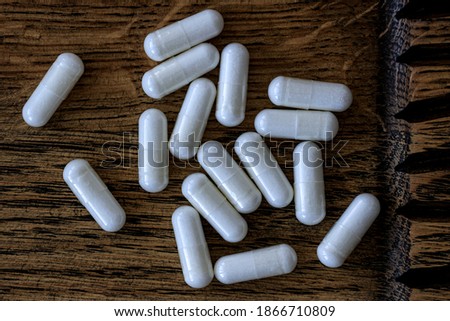 close-up of acetyl l-carnitine pills. dietary concept. dietary supplement topview. Stock fotó © 