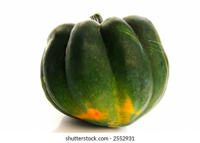 Closeup Of An Acorn Squash On White