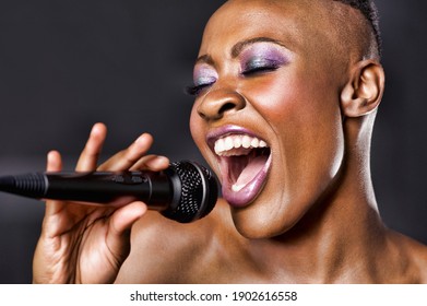 Close-up Of African American Woman Singing