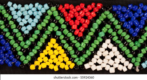 Closeup Of African Bead Work In Triangular Geometric Pattern