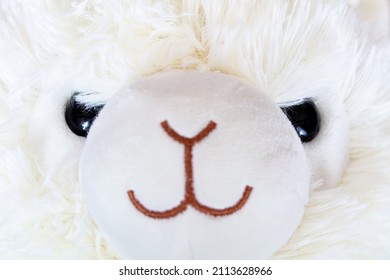 Closeup Of Alpaca Plush Toy Face