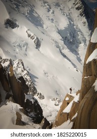 Closeup Of A Alpinist In A Granite Monolith In The Massif Of Mont Blanc, France