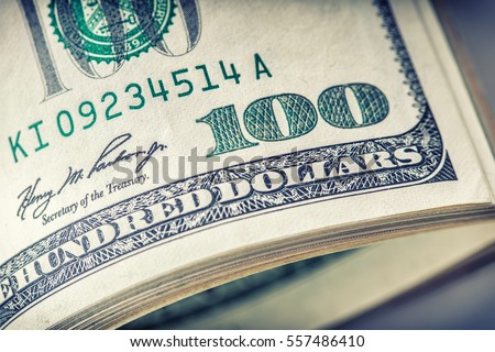 Close-up american dollar banknotes.