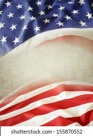 Closeup of American flag. Copy space