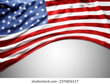 Closeup of American flag on grey background - Powered by Shutterstock