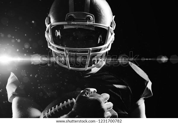 Closeup American Football Player Helmet Holding Stock Photo Edit Now