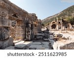 
Close-up of ancient stone columns in a historic Turkish city. Intricate carvings and weathered textures reflect the architectural grandeur and rich history of the ancient civilization.