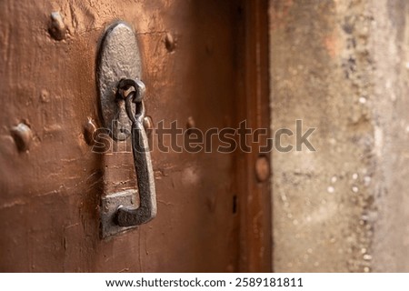 Similar – Image, Stock Photo Weathered brown wooden door with a padlock