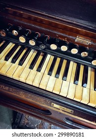 Close-up Of Antique Reed Organ (harmonium).