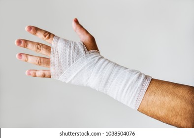 Closeup Of Arm Wrapped With Medical Gauze