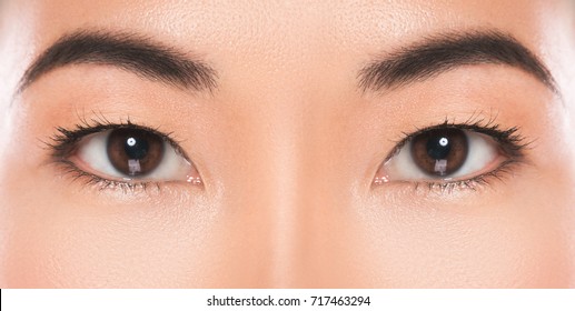 Close-up Of Asian Eyes. Eye Care And Beauty.