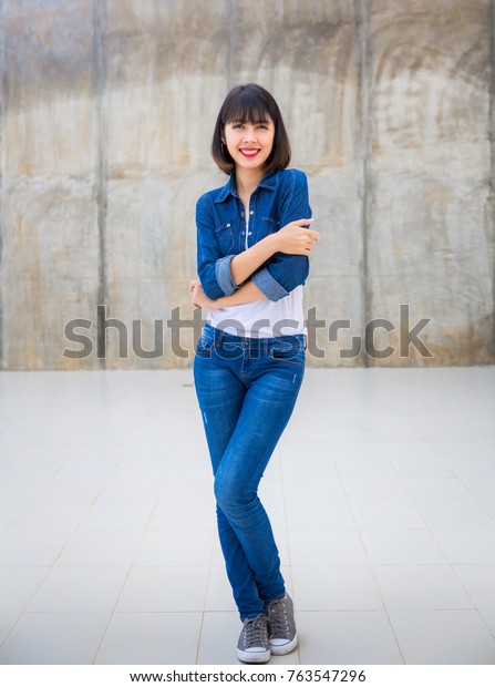 Closeup Asian Woman Casual Outfits Standing Stock Photo 763547296 |  Shutterstock