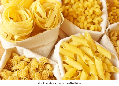 Close-up of assorted pasta in jute bags. - Powered by Shutterstock