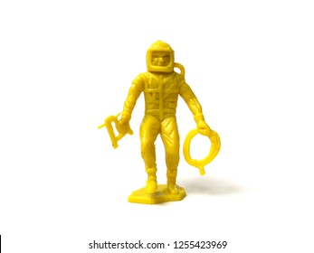 Closeup Of Astronaut Toy On White Background.