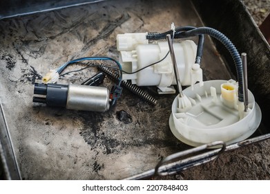 Close-up Of Automotive Electric Fuel Pump And Fuel Pump Module. 