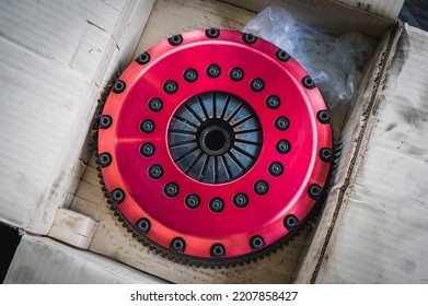 Close-up of automotive high performance racing clutch. - Shutterstock ID 2207858427