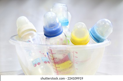 Closeup Baby Bottles