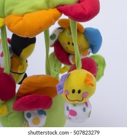 Closeup Of Baby Mobile Over White Background