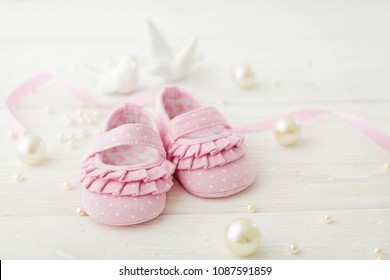 pink newborn booties