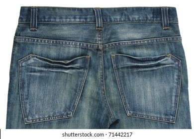 Closeup Of The Back Jean Showing The Pocket Design Isolated On White