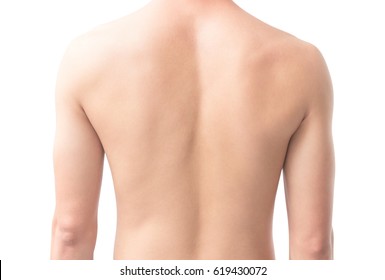 Closeup Back Of Man On White Background Beauty Healthy Skin Care Concept