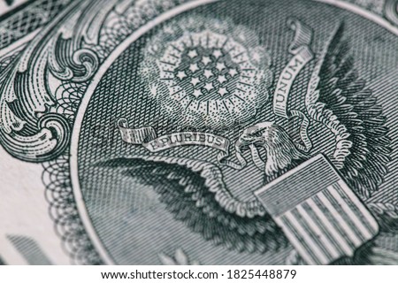 Closeup of back side of 1 dollar bill