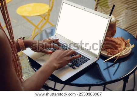 Similar – Image, Stock Photo Unrecognizable black woman touching wet ground with hand