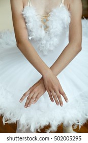 Closeup of  ballerina's hands while she is dancing the Swan Lake.