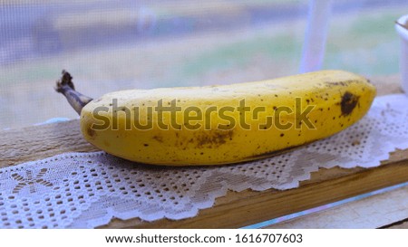 Closeup of bannana in window