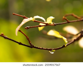 Close-up of bare tree branches adorned with shimmering water droplets - Powered by Shutterstock