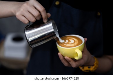 Download Latte Art In Yellow Coffee Cup Images Stock Photos Vectors Shutterstock PSD Mockup Templates