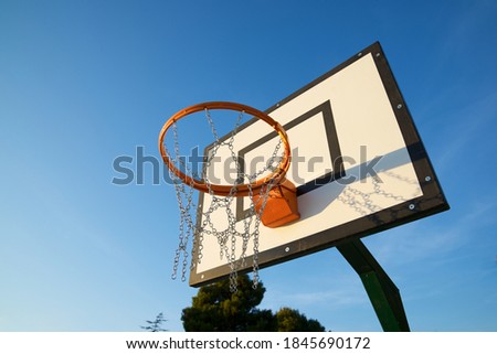 Similar – Foto Bild Basketballkorb und blauer Himmel auf der Straße