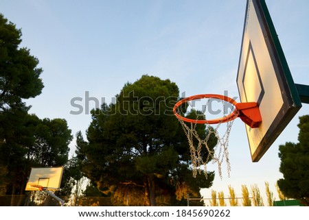 Similar – Foto Bild Basketballkorb und blauer Himmel auf der Straße